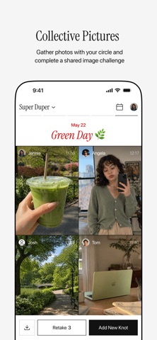 Knot app screen showing shared photos